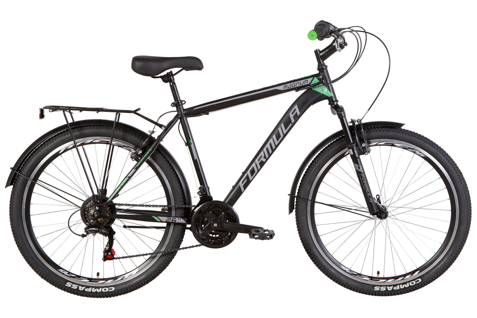 Велосипед 26 Formula Magnum 2021 черный с зеленым размер L изображение 